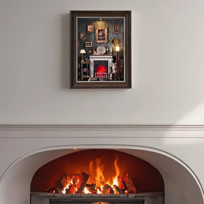 Fireplace Room 3D Picture Frame Diorama Kit