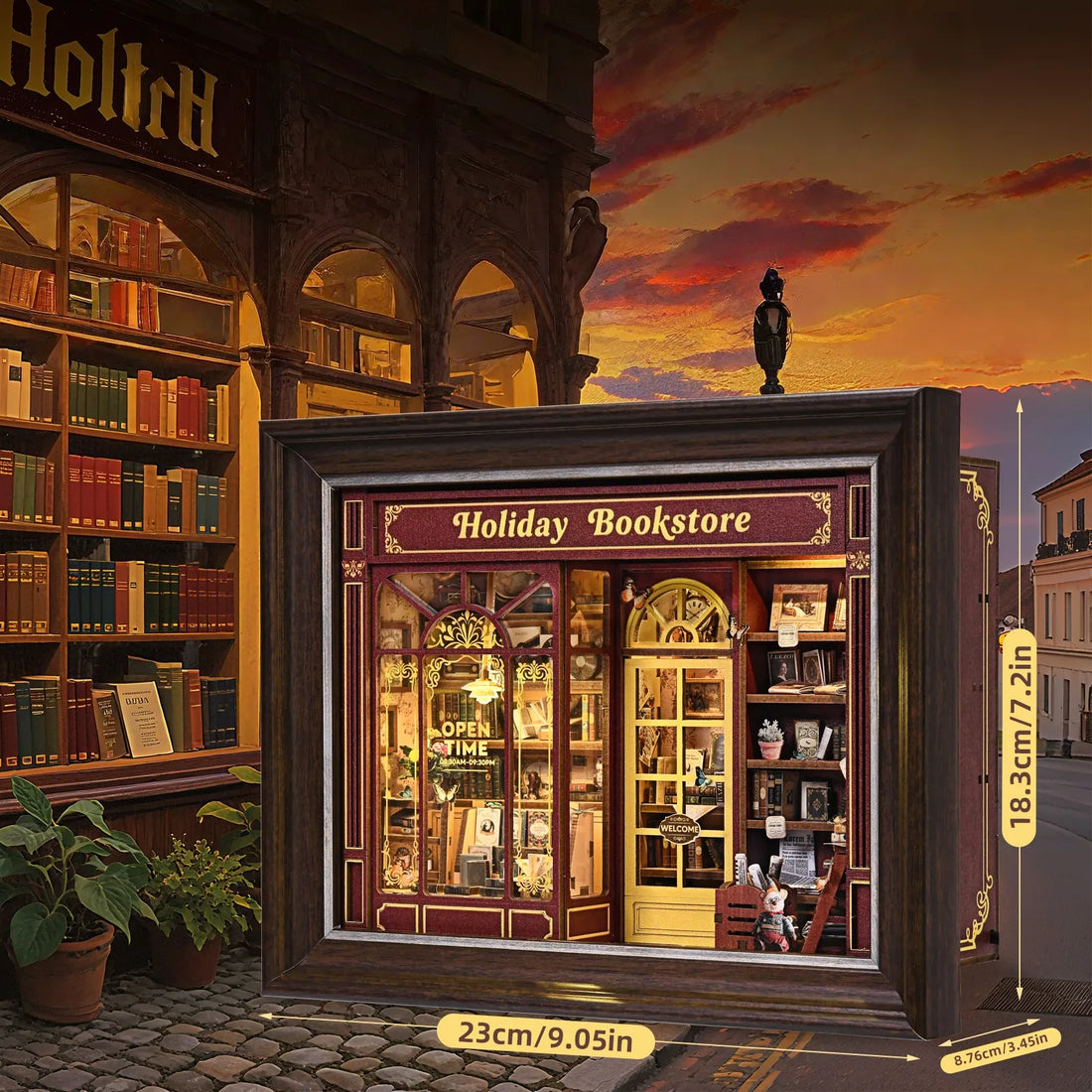 Street Corner Holiday Bookstore 3D Picture Frame Kit
