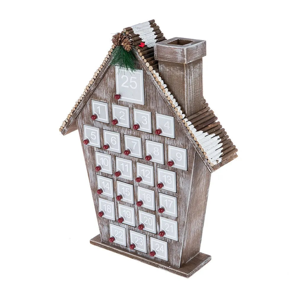 Graues Holzhaus Adventskalender