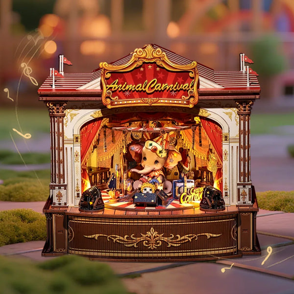 Animal Carnival Wooden Music Box