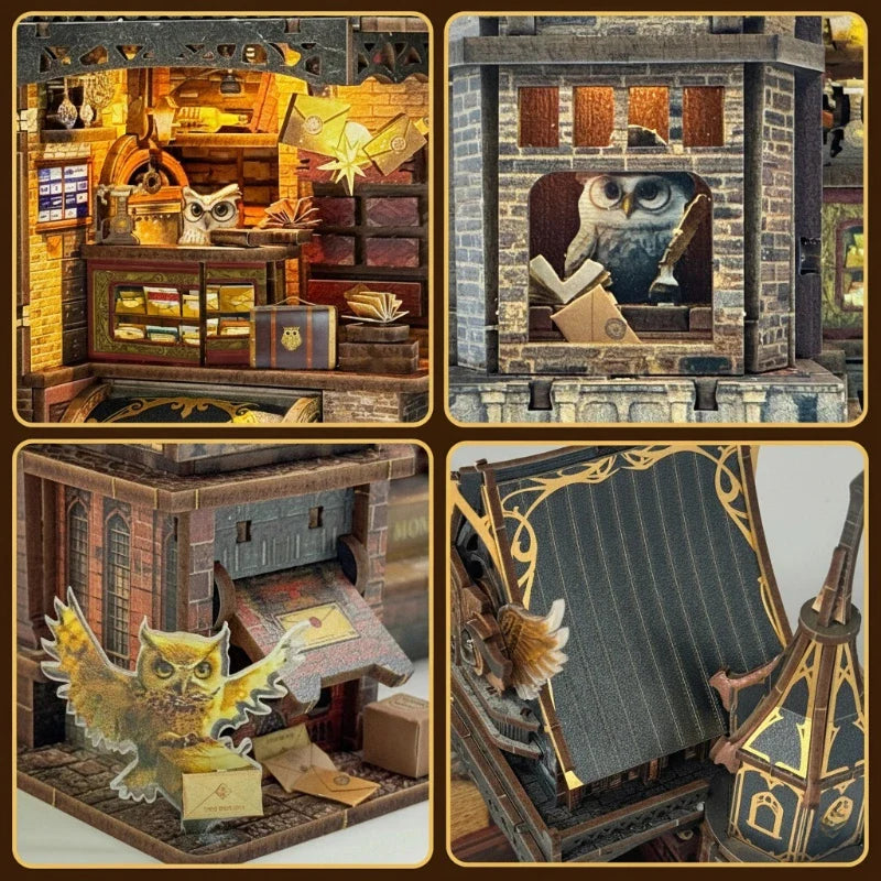 Miniatur Haus Bausatz - Owl Post Office | DIY 3D-Holzpuzzle