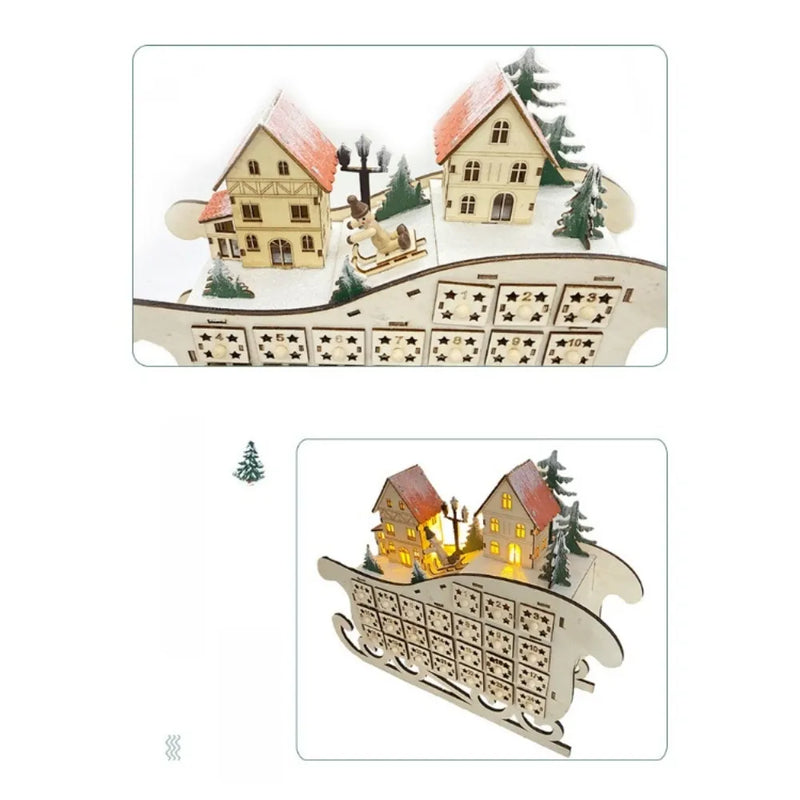 Wooden Christmas Village Advent Calendar