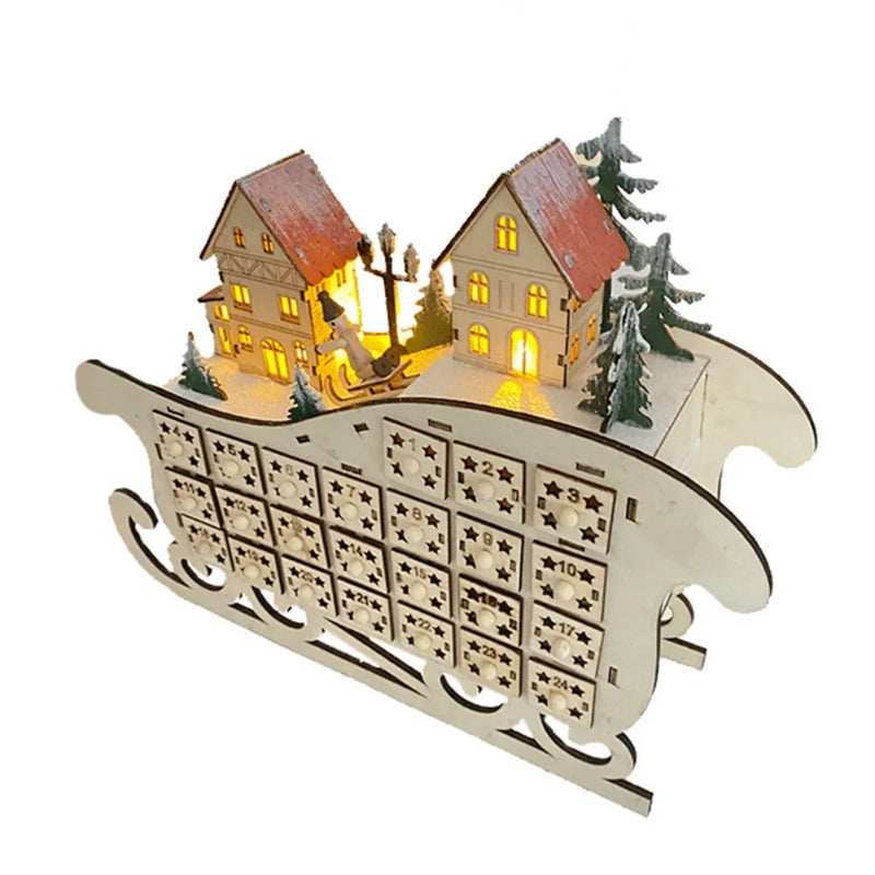 Wooden Christmas Village Advent Calendar