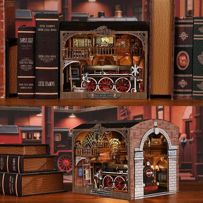 3D Holz Puzzle Book Nook - Train Repair Station