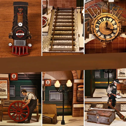 3D Holz Puzzle Book Nook - Train Repair Station