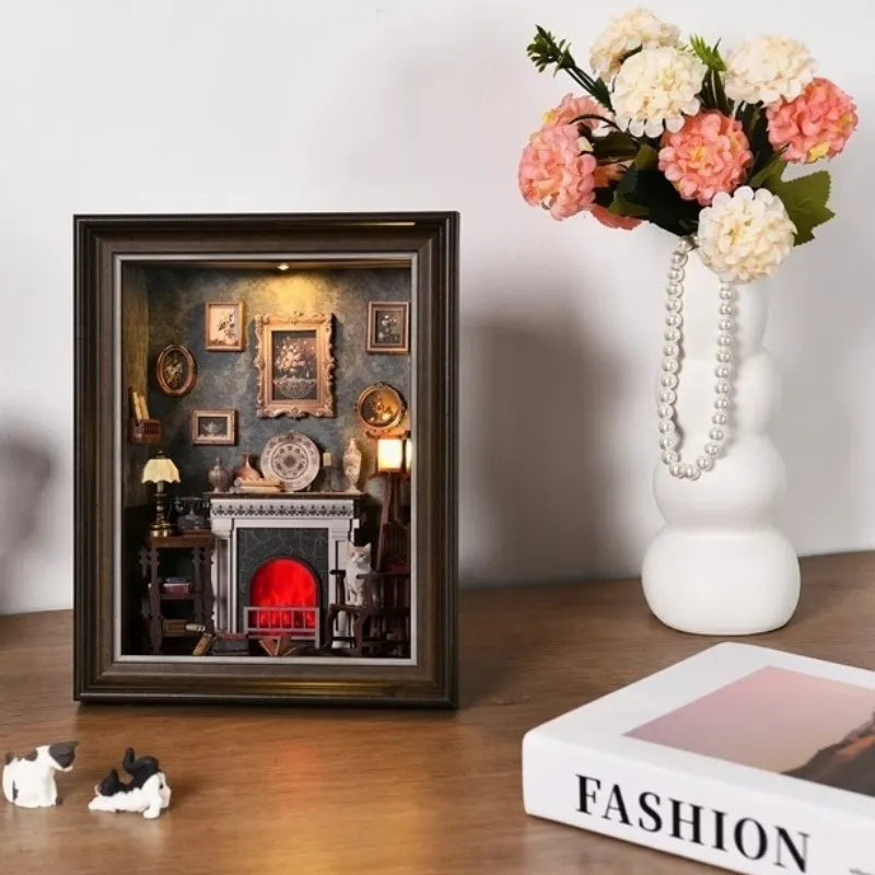 Fireplace Room 3D Picture Frame Diorama Kit