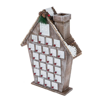Graues Holzhaus Adventskalender
