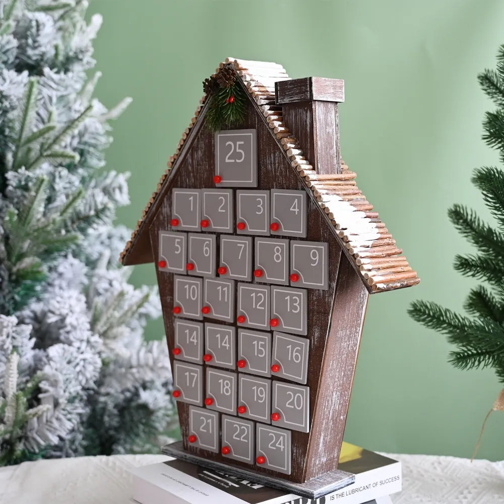 Graues Holzhaus Adventskalender