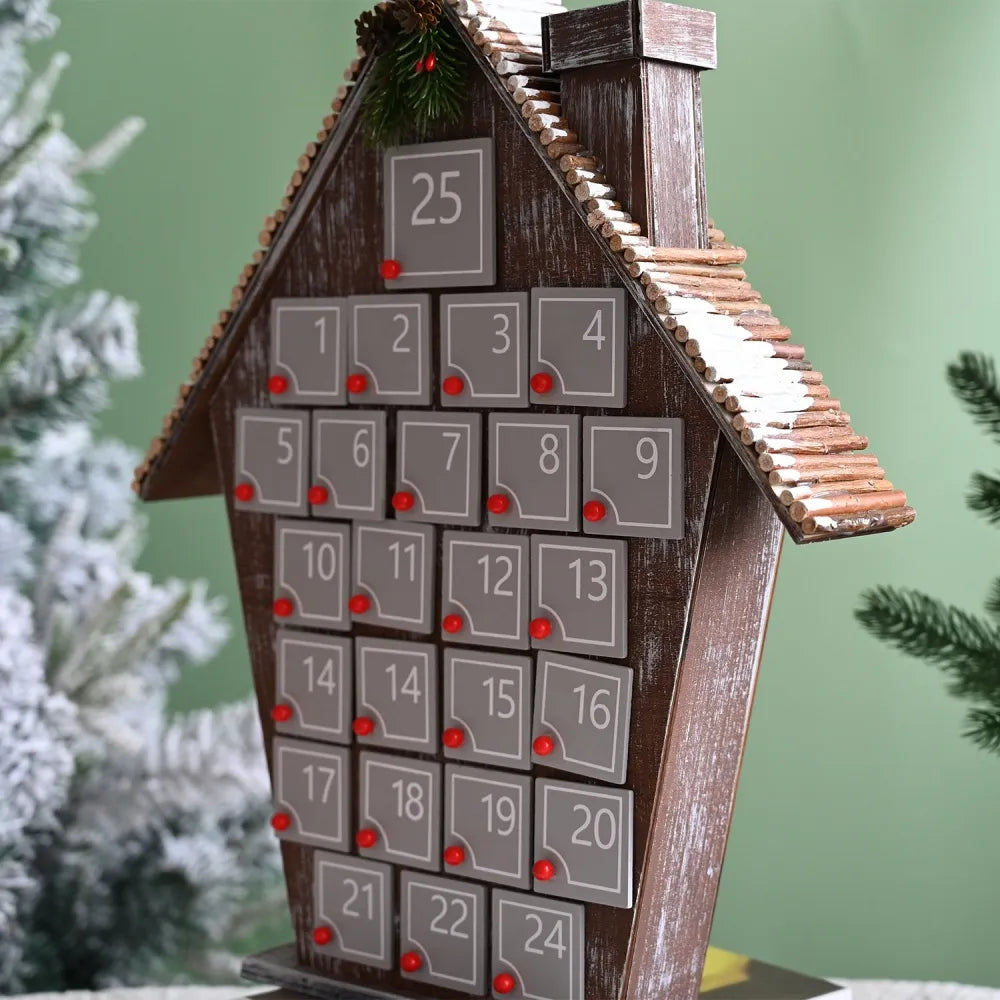 Graues Holzhaus Adventskalender