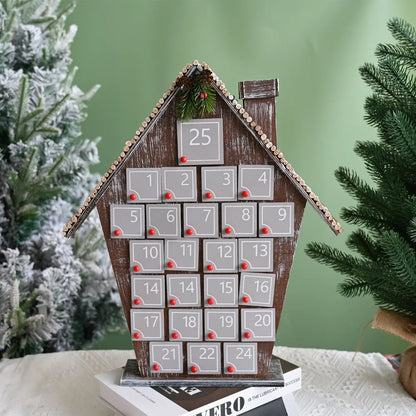 Graues Holzhaus Adventskalender
