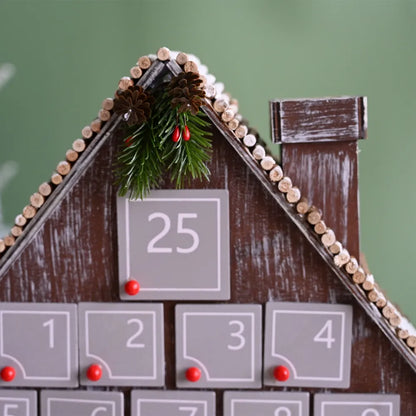 Graues Holzhaus Adventskalender