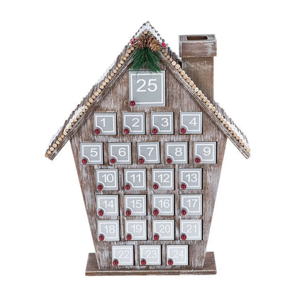 Graues Holzhaus Adventskalender