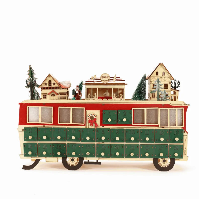 Wooden Bus Scene Advent Calendar