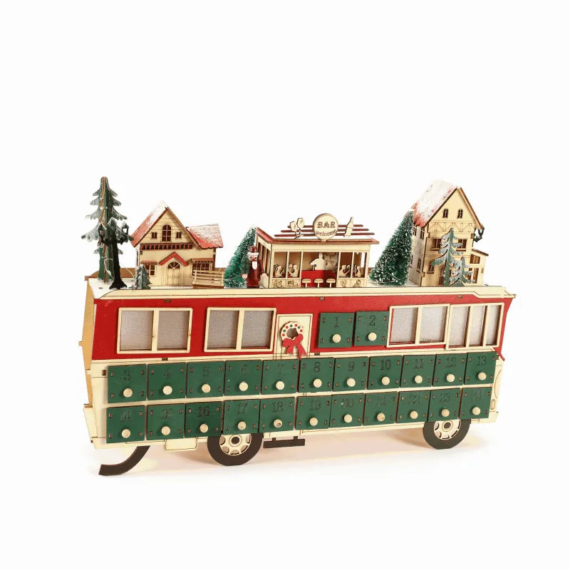 Wooden Bus Scene Advent Calendar