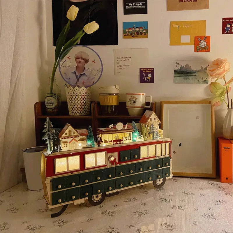 Holz-Bus-Szene Adventskalender