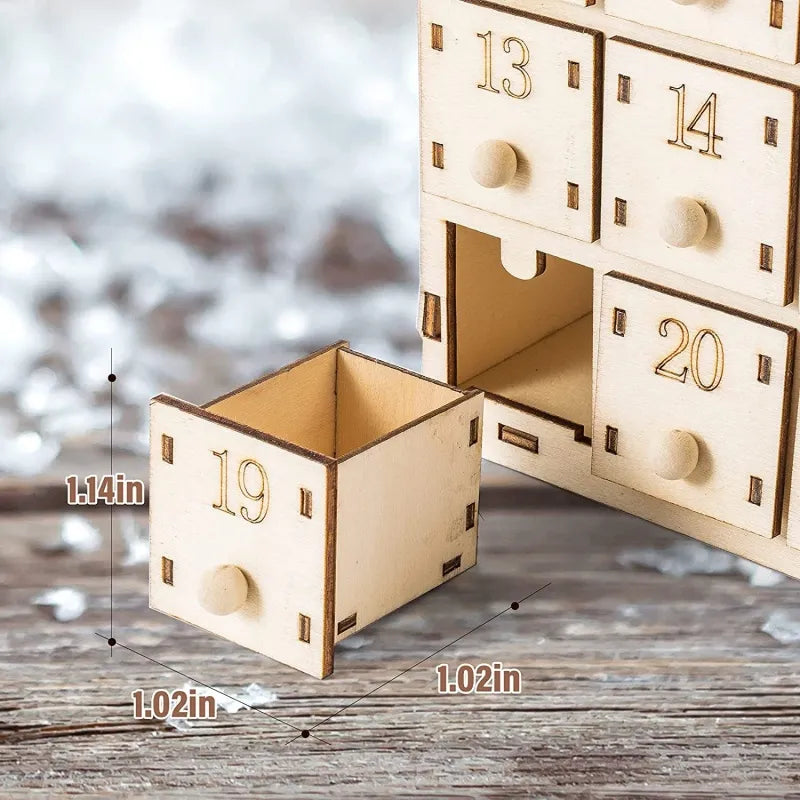 Wooden Advent Calendar with LED Lights