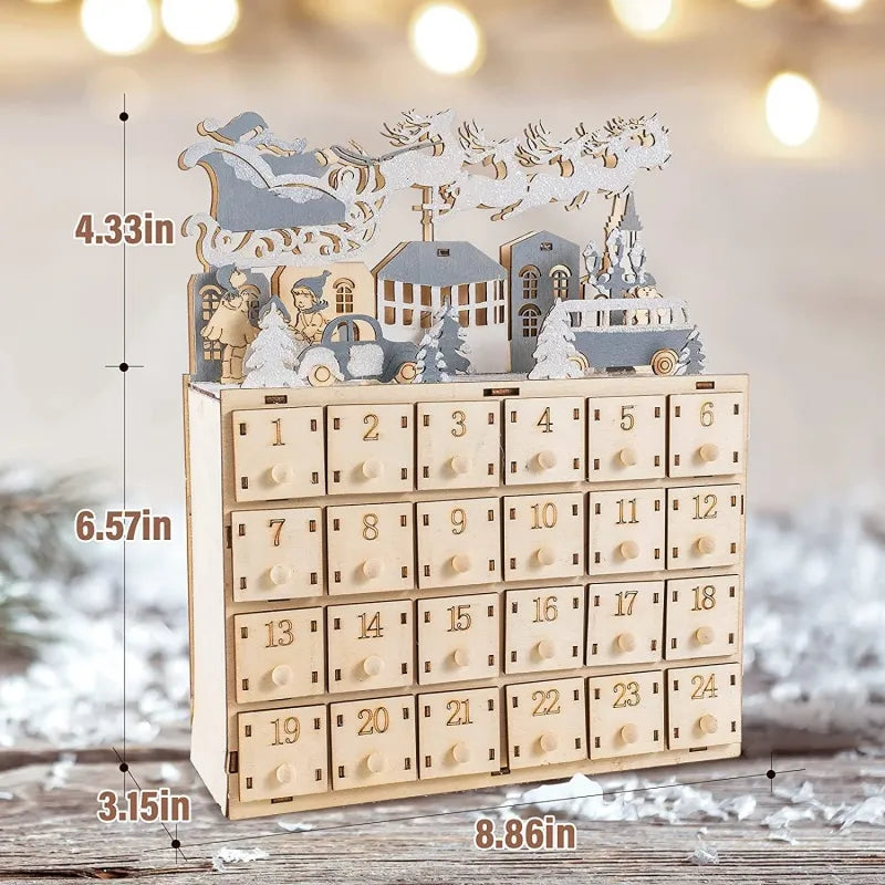 A winter village behind the countdown